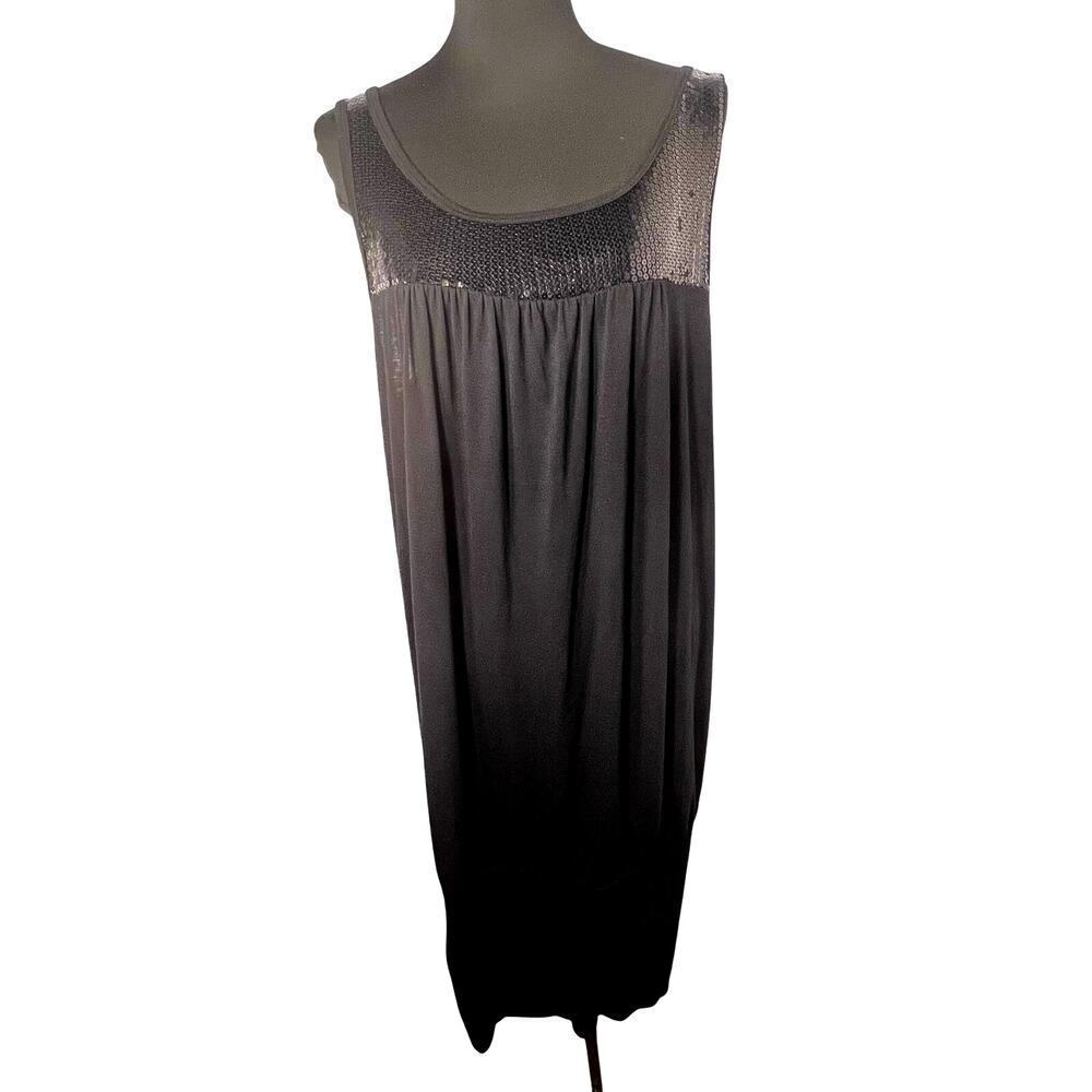 Jolie Women’s sequin tank knit midi stretch wide band hem FairyGoth band dress ￼